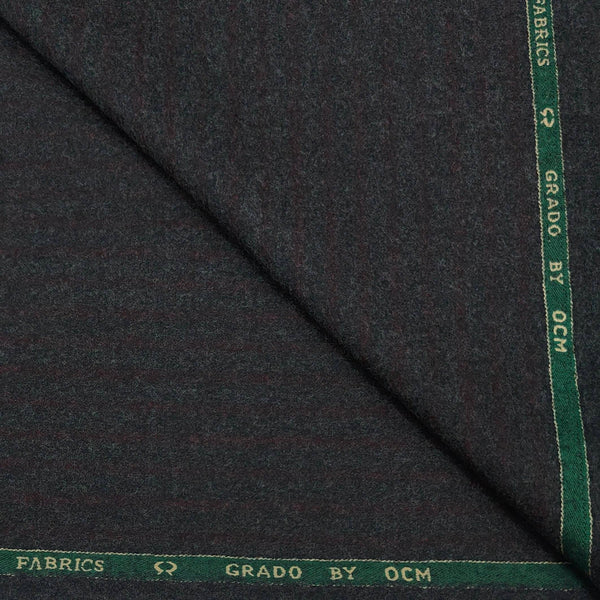 Tweed Blazer Fabric OCM 100s count 100% Wool Lining Colour Dark Grey N Light Maroon