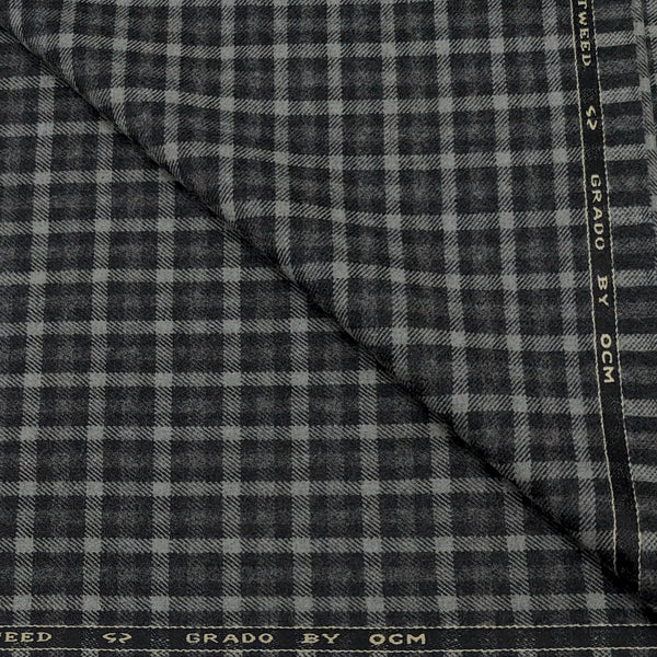 Tweed Blazer Fabric OCM Super Fine count 100% Wool Check Colour Silver N Grey