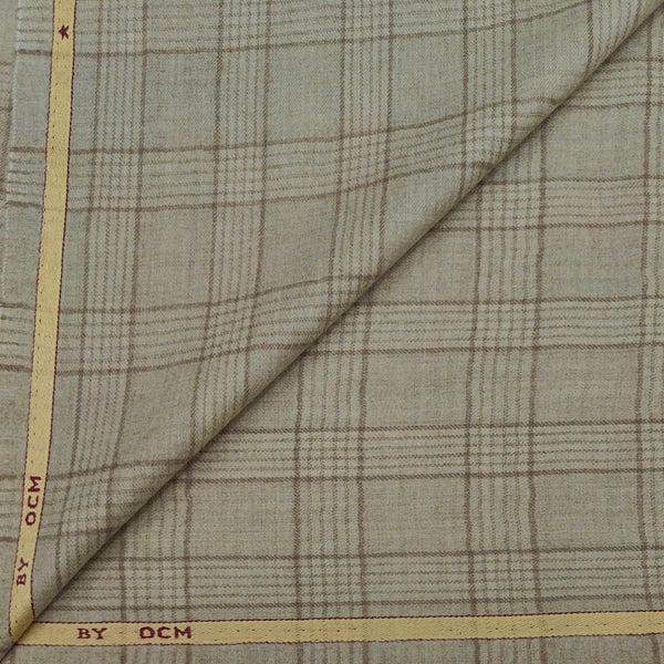 Tweed Blazer Fabric OCM 100s count 100% Wool Check Colour Stix Greige