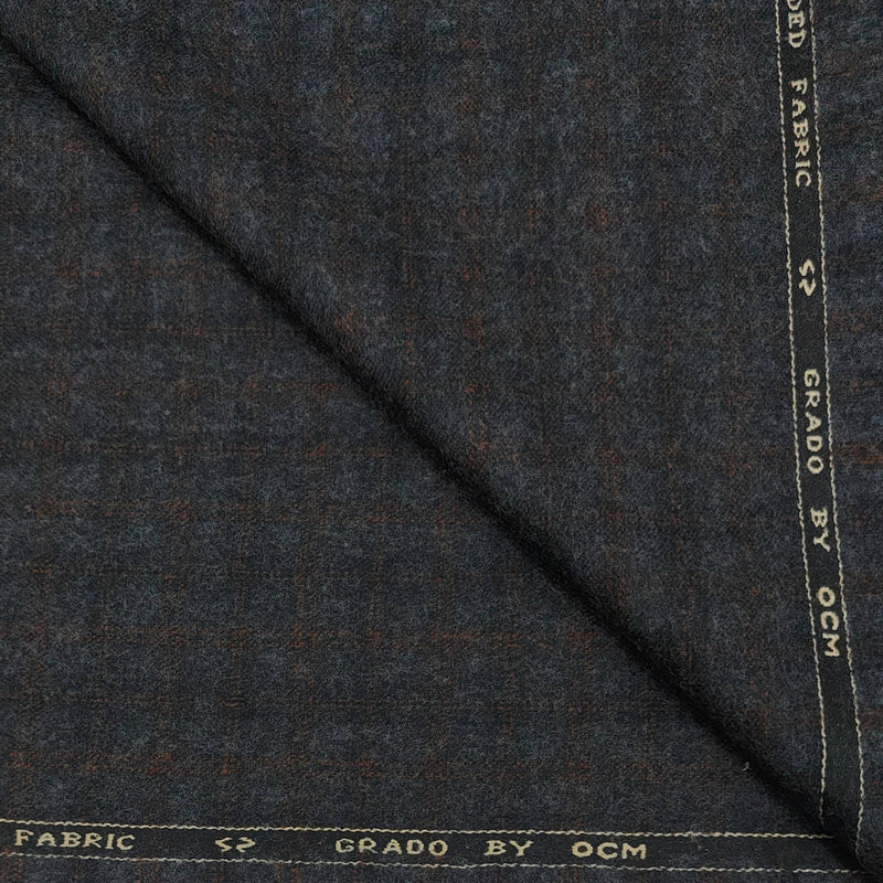 Tweed Blazer Fabric OCM Super Fine count 100% Wool Check Colour Grey N Brown