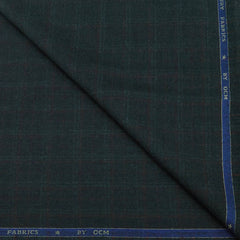 Tweed Blazer Fabric OCM 100s count 100% Wool Check Colour Dark Green