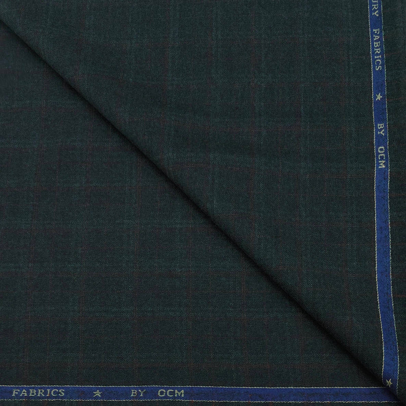 Tweed Blazer Fabric OCM 100s count 100% Wool Check Colour Dark Green