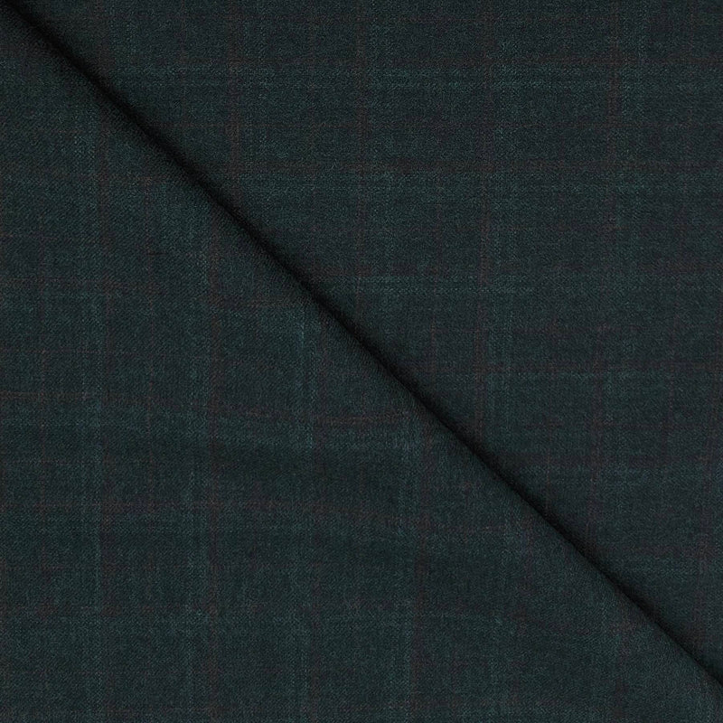 Tweed Blazer Fabric OCM 100s count 100% Wool Check Colour Dark Green