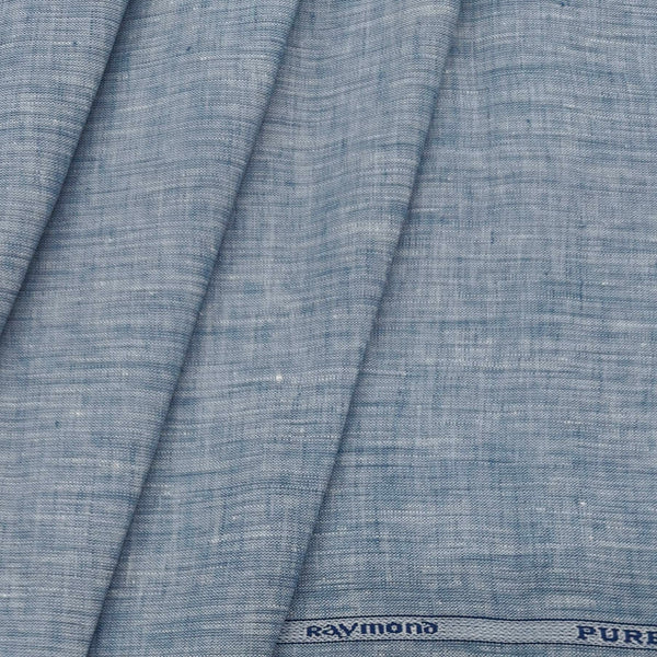 Shirt Fabric Raymond Pure Linen Plain Colour Greyish Blue