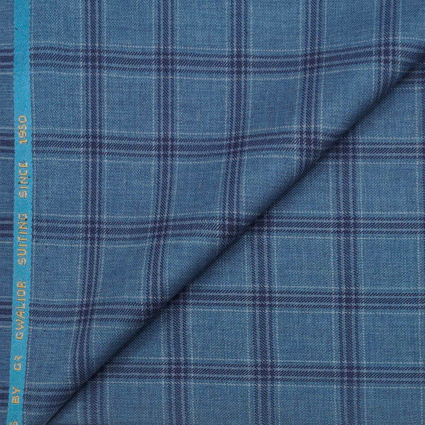 Suit Fabric Gr Gwalior PV Check Color Denim Blue