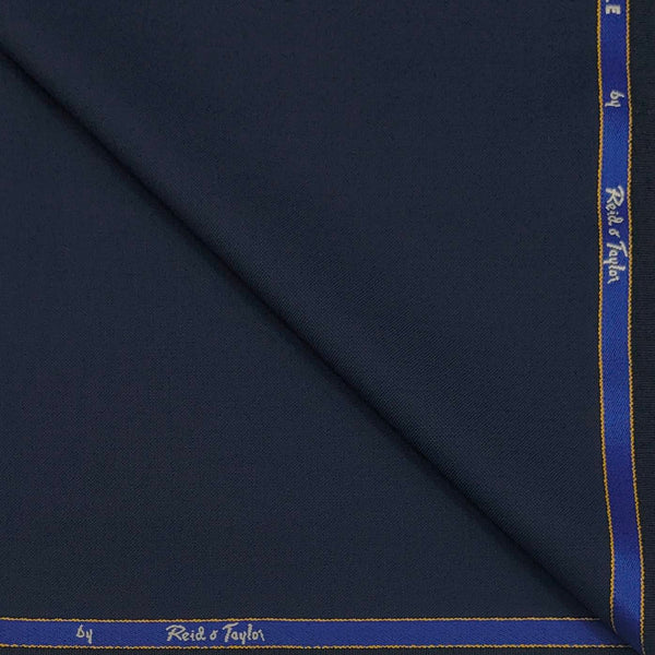 Suit Fabric Reid & Taylor 100s Wool Blended Slub Plain Color Neavy Blue