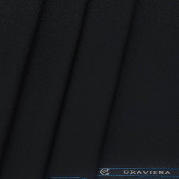 Blazer Fabric Graviera Poly Viscose Plain Colour Black