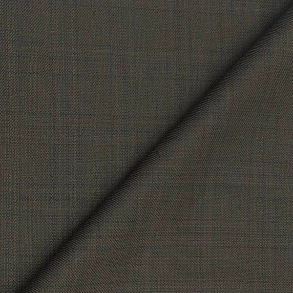 Koti Fabric Raymond Wool Blended Mild Check Colour Brown