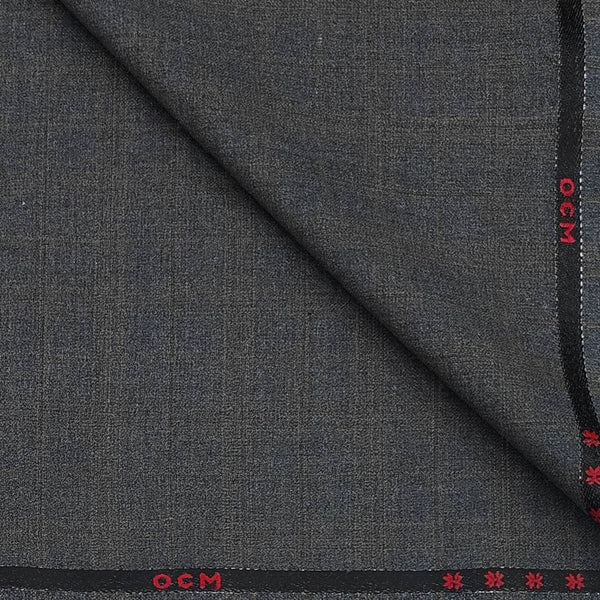 Trouser Fabric OCM Super 100s Wool Stretchable Blended Worsted Check Colour Lava Grey