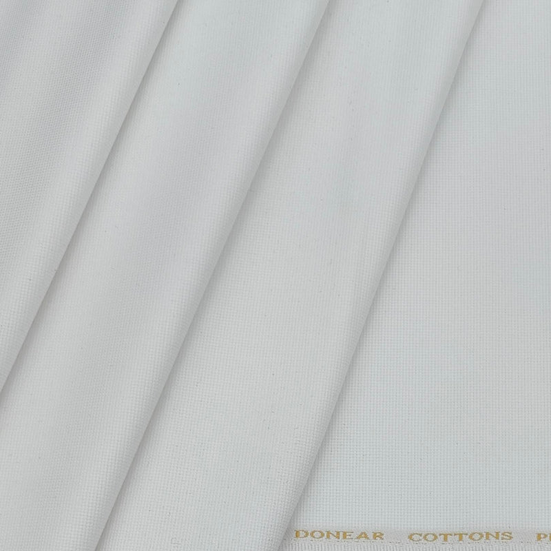 Trouser Fabric Donear Lycra Pure Cotton Structured Colour White