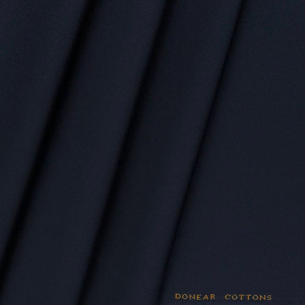 Trouser Fabric Donear La Lycra Finish Pure Cotton Plain Colour Dark Blue