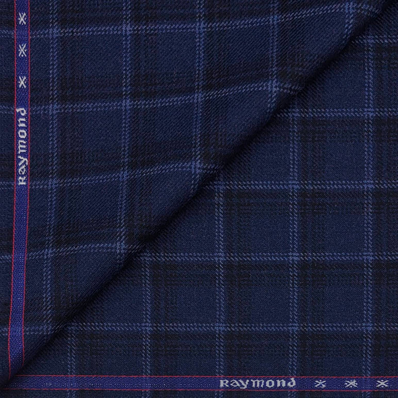 Tweed Blazer Fabric Raymond Wool Blended Broad Check Colour Neavy Blue