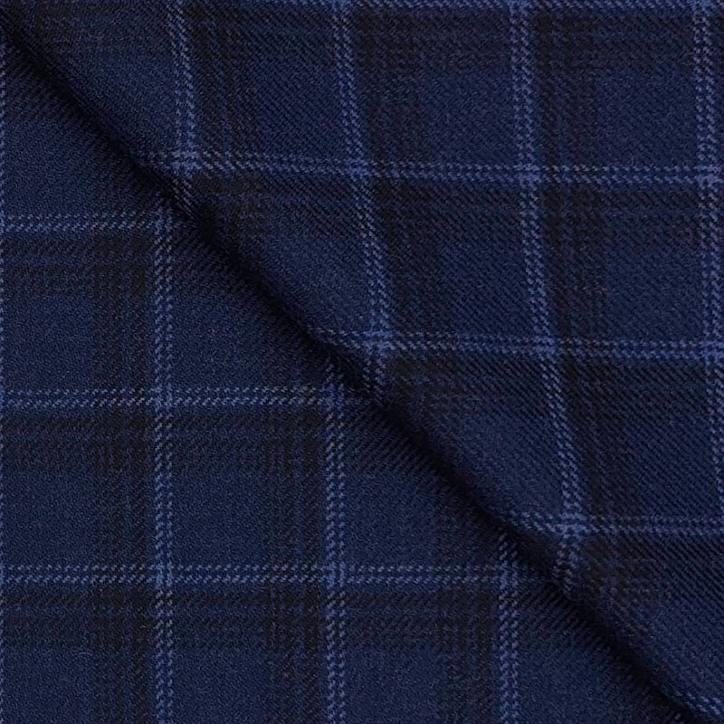 Tweed Blazer Fabric Raymond Wool Blended Broad Check Colour Neavy Blue