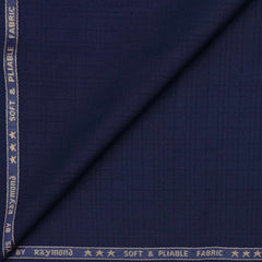 Trouser Fabric Raymond Poly Viscose Small Check Colour Midnight Blue