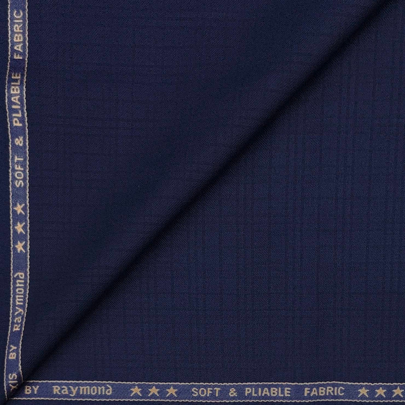 Trouser Fabric Raymond Poly Viscose Small Check Colour Midnight Blue