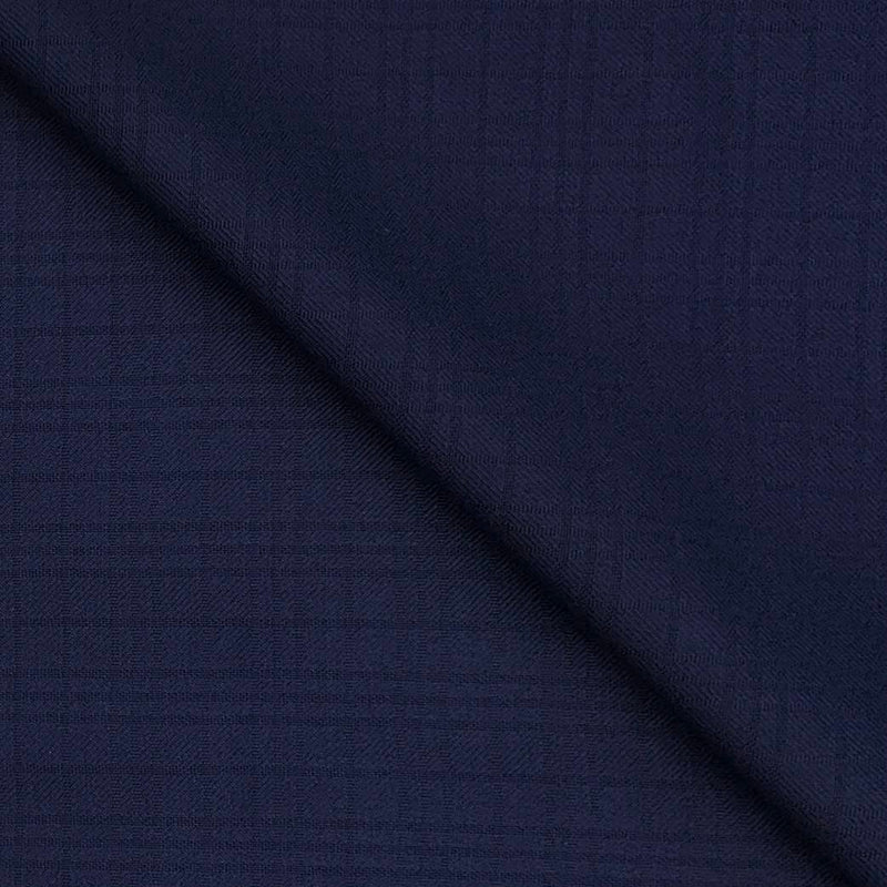 Trouser Fabric Raymond Poly Viscose Small Check Colour Midnight Blue