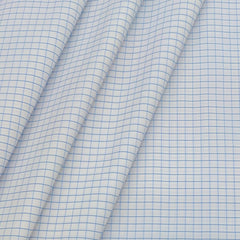 Shirt Fabric ManTire Poly Cotton Wrinkle Free Formal Small Check Colour Light Blue