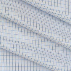 Shirt Fabric ManTire Poly Cotton Wrinkle Free Formal Small Check Colour Light Blue