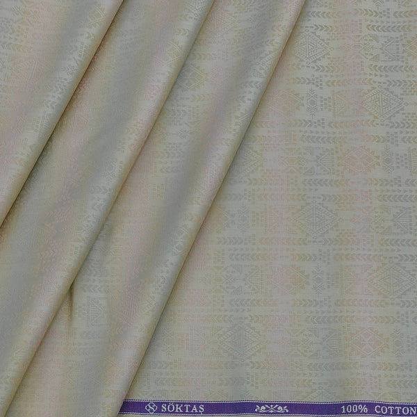 Shirt Fabric Soktas 100% Cotton Jacquard Colour Butter Cream