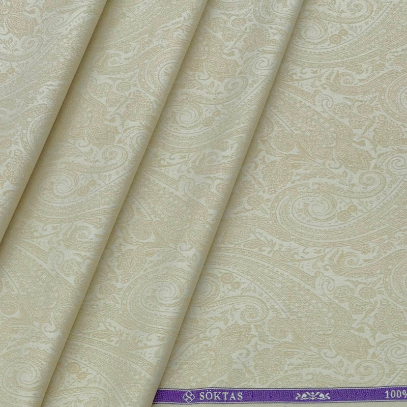 Shirt Fabric Soktas 100% Cotton Jacquard Colour Parchment Beige