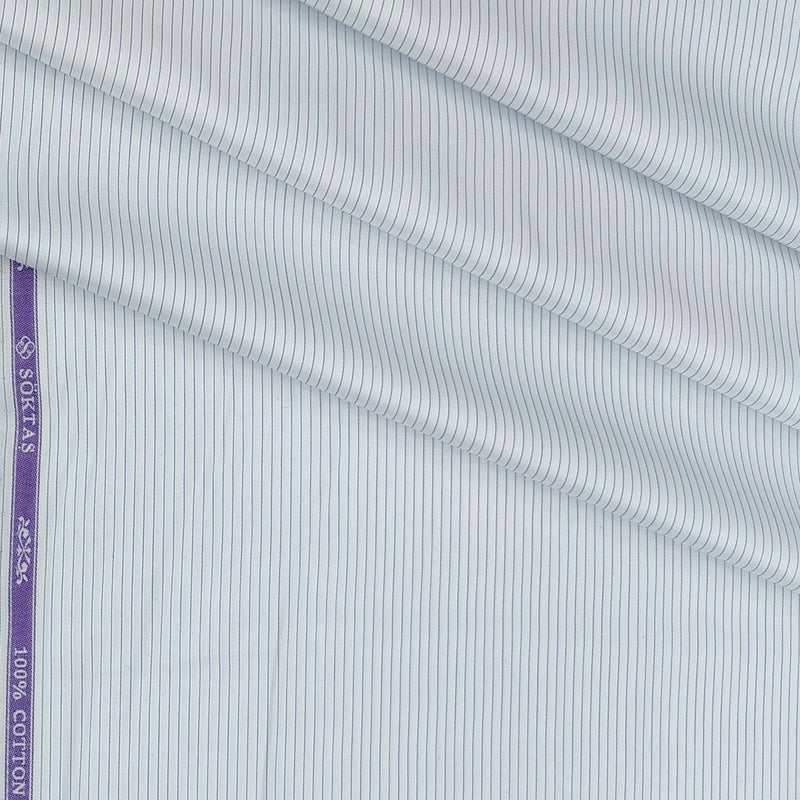 Shirt Fabric Soktas 80s Giza Cotton Pin Lining Colour Blue N White