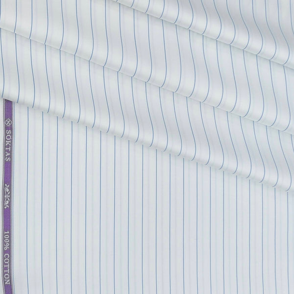 Shirt Fabric Soktas 80s Giza Cotton Broad Lining Colour Cobalt Blue N White