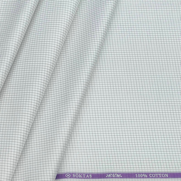 Shirt Fabric Soktas 80s Giza Cotton Pin Check Colour Grey N White