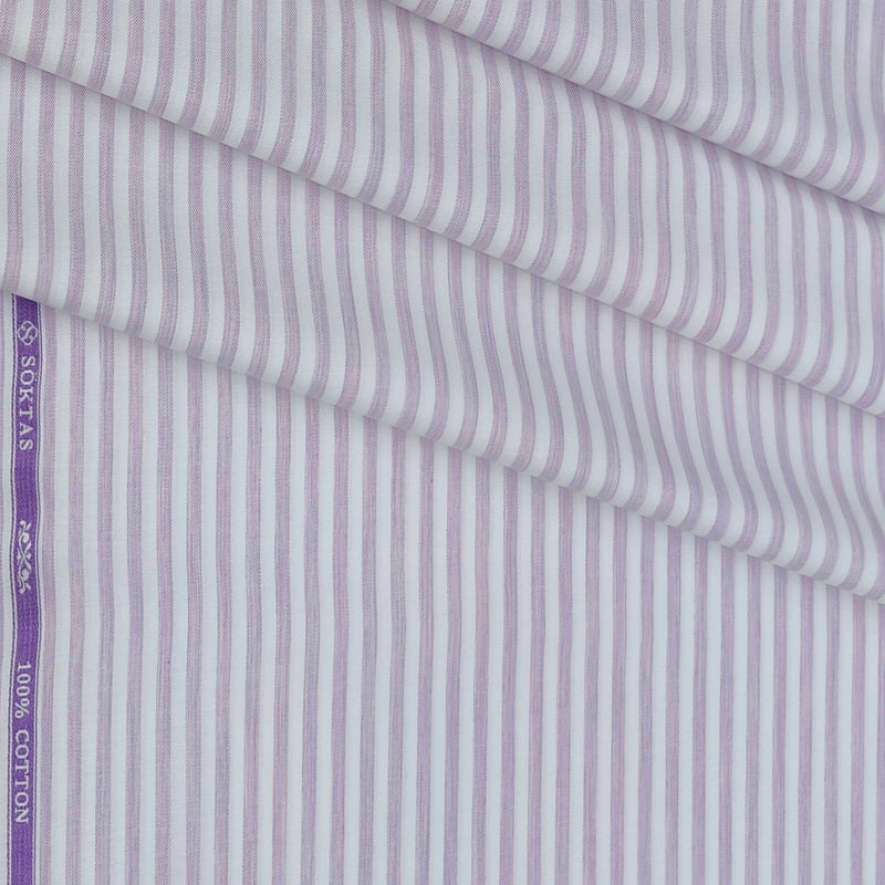 Shirt Fabric Soktas 80s Giza Cotton Lining Colour Plum Purple N White