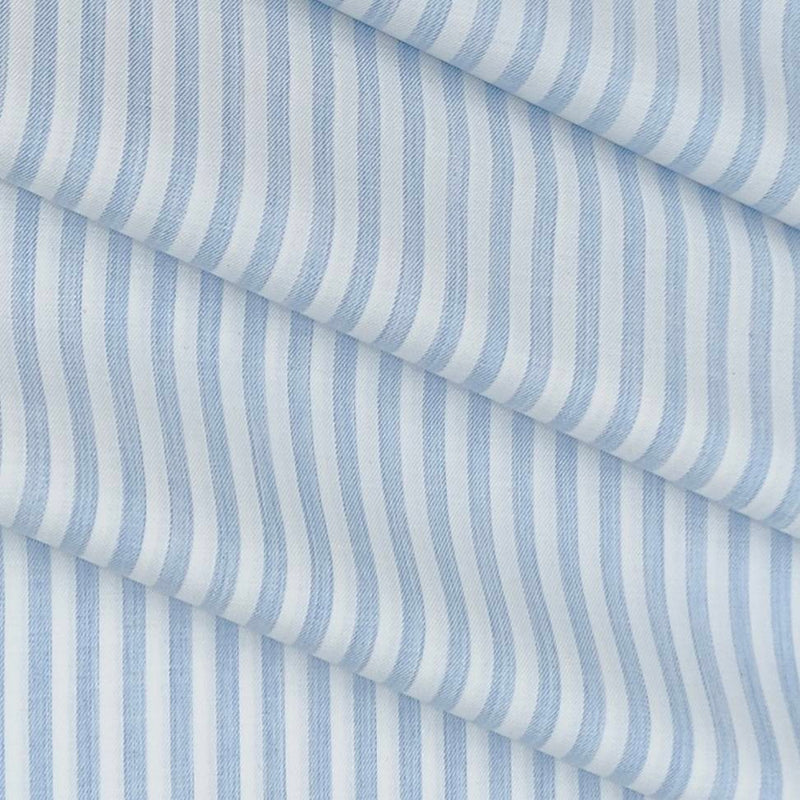 Shirt Fabric Soktas 80s Giza Cotton Lining Colour Sky Blue N White