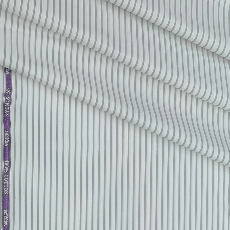 Shirt Fabric Soktas 100/1 Giza Cotton Lining Colour Grey N White