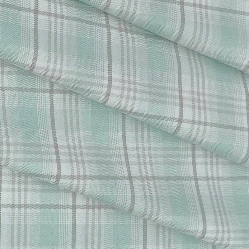 Shirt Fabric Soktas Giza Cotton Broad Check Colour Pistachio Green N White