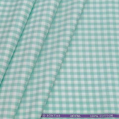 Shirt Fabric Soktas Giza Cotton Check Colour Pistachio Green