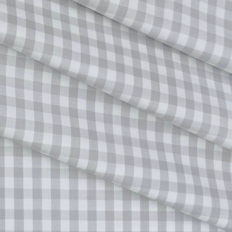 Shirt Fabric Soktas Giza Cotton Check Colour Light Grey N White