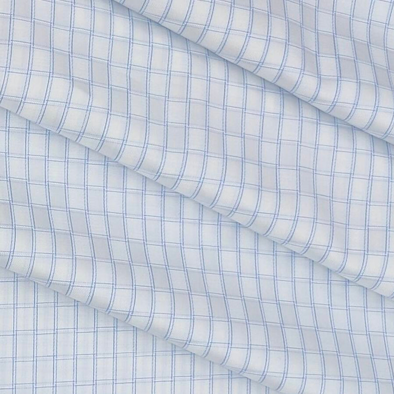 Shirt Fabric Soktas Giza Cotton Check Colour Blue N White