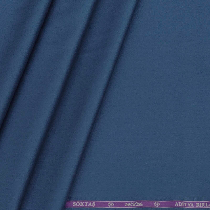 Shirt Fabric Soktas 80s Giza Cotton Plain Colour Usafa Blue