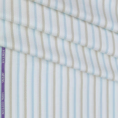 Shirt Fabric Soktas Giza Cotton Zig Zag Lining Colour Sky Blue N White