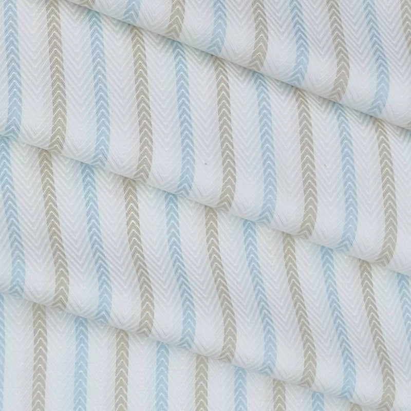 Shirt Fabric Soktas Giza Cotton Zig Zag Lining Colour Sky Blue N White
