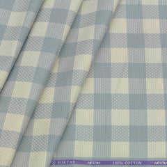 Shirt Fabric Soktas Giza Cotton Broad Check With Jacquard Colour Beige N Grey