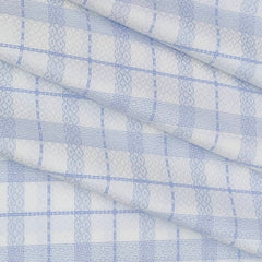 Shirt Fabric Soktas Giza Cotton Mix Check With Jacquard Colour Blue N White