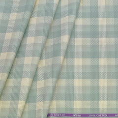 Shirt Fabric Soktas Giza Cotton Check With Jacquard Colour Tea Green N Light Cream