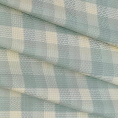 Shirt Fabric Soktas Giza Cotton Check With Jacquard Colour Tea Green N Light Cream