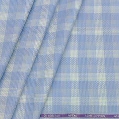 Shirt Fabric Soktas Giza Cotton Check With Jacquard Colour Blue N Ash White