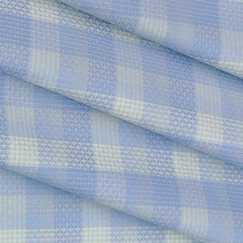 Shirt Fabric Soktas Giza Cotton Check With Jacquard Colour Blue N Ash White