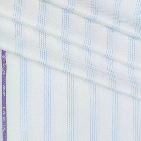 Shirt Fabric Soktas Giza Cotton Broad Lining With Dobby Colour Blue N White