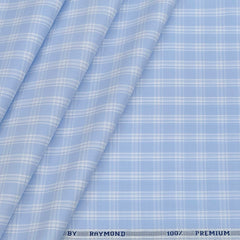 Shirt Fabric Raymond 100% Cotton Mix Check Colour Light Blue