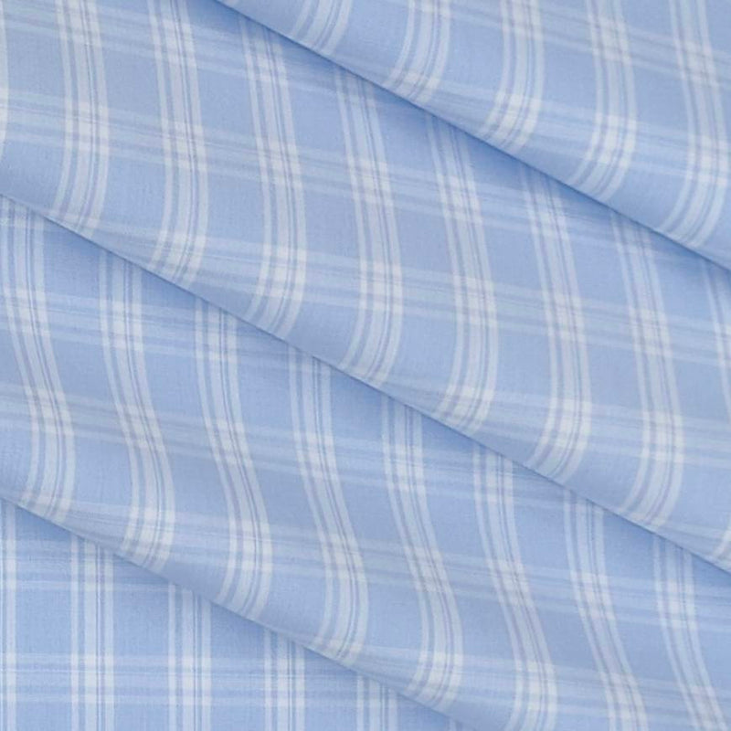 Shirt Fabric Raymond 100% Cotton Mix Check Colour Light Blue