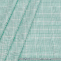 Shirt Fabric Raymond Giza Cotton Broad Check With Jacquard Colour Mint Green