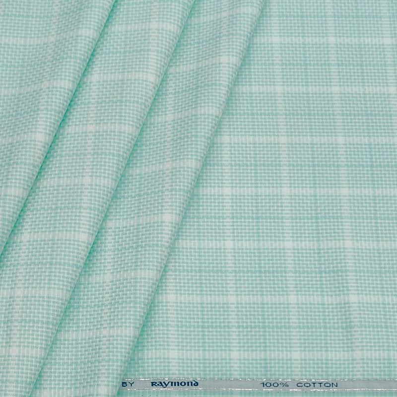 Shirt Fabric Raymond Giza Cotton Broad Check With Jacquard Colour Mint Green