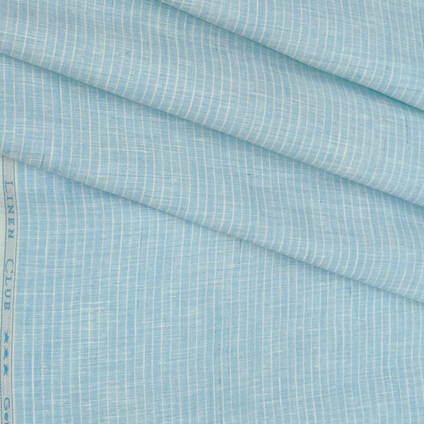 Shirt & Kurta Fabric Linen Club Pure Linen Pin Lining Colour Sea Blue