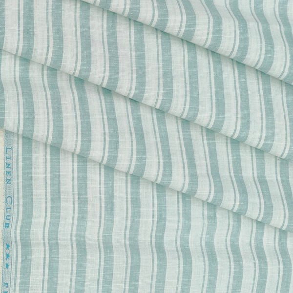 Shirt & Kurta Fabric Linen Club Linen Cotton Mix Broad Lining Colour Sea Green N White